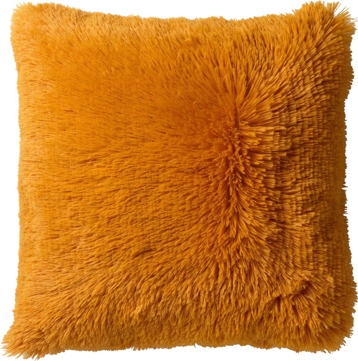 Dutch Decor FLUFFY - Sierkussen 45x45 cm - superzacht - effen kleur - Golden Glow - geel - Inclusief binnenkussen - Luxe kussens voor woonkamer & bank