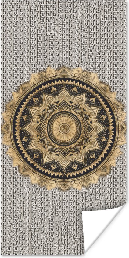Poster Mandala - Bloem - Goud - Luxe - Bohemian - 60x120 cm