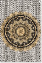 Tuinposters buiten Mandala - Bloem - Goud - Luxe - Bohemian - 60x90 cm - Tuindoek - Buitenposter