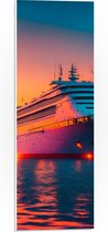 PVC Schuimplaat - Enorm Cruiseschip Varend over het Water tijdens Zonsondergang - 20x60 cm Foto op PVC Schuimplaat (Met Ophangsysteem)