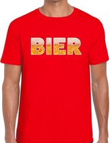 Bier tekst t-shirt rood heren - feest shirt Bier voor heren S
