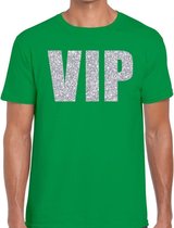 VIP zilver glitter tekst t-shirt groen heren S