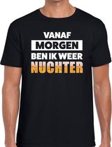 Vanaf morgen ben ik weer nuchter tekst t-shirt zwart heren S