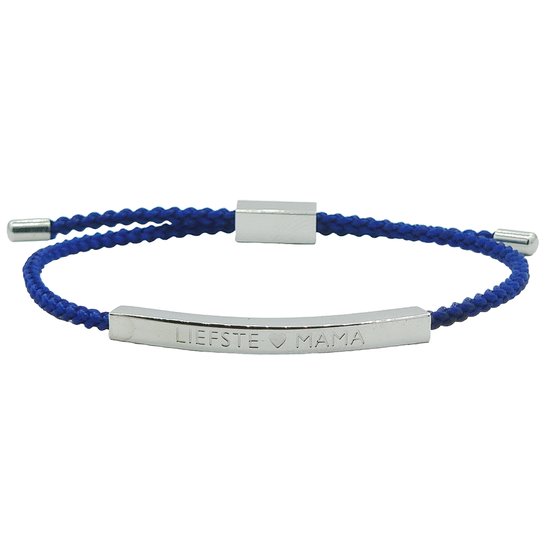Armband voor moeder - Gegraveerd met 'LIEFSTE MAMA' - Cadeau voor Moederdag/Verjaardag - Kleur Zilver & Blauw