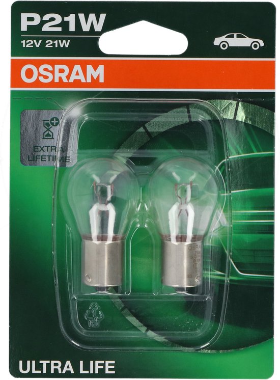 Osram Ultra Life Halogeen lampen - BA15S - 12V/21W - set à 2 stuks