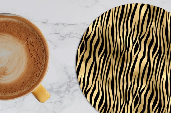 Sous-verres pour verres - Rond - Luxe - Or - Motif - 10x10 cm - Sous-verres en verre - 6 pièces