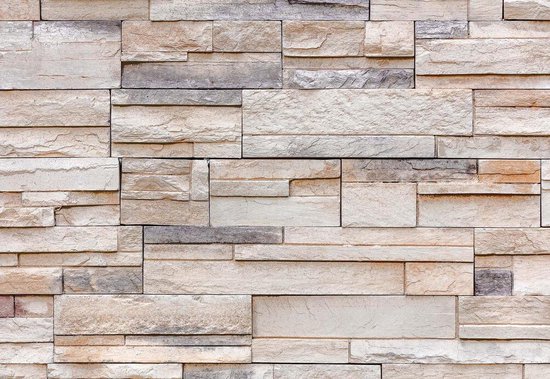 Papier peint Texture de mur en pierre claire | V4 - 254 cm x 184 cm | Polaire 130gr / m2