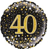 Oaktree - Folieballon Luxe Verjaardag 40 Zwart en Goud Holografisch