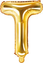 Partydeco - Folieballon Goud Letter T (35 cm)