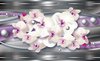 Fotobehang - Vlies Behang - Orchideeën op Zilveren Patroon - 312 x 219 cm