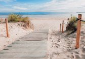 Papier peint photo - Papier peint intissé - Passerelle le long des dunes vers la plage et la mer - 254 x 184 cm