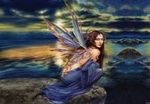 Fotobehang - Vlies Behang - Dark Angel - Vrouw met Tattoo - 208 x 146 cm