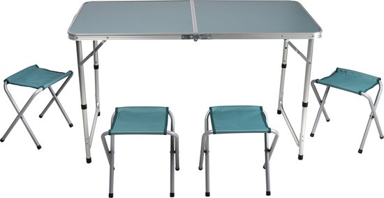 Sunnydays camping tafel/krukjes - opvouwbaar - blauw - L120 x B60 x H67 cm - Bijzettafels van Merkloos — afbeelding 2