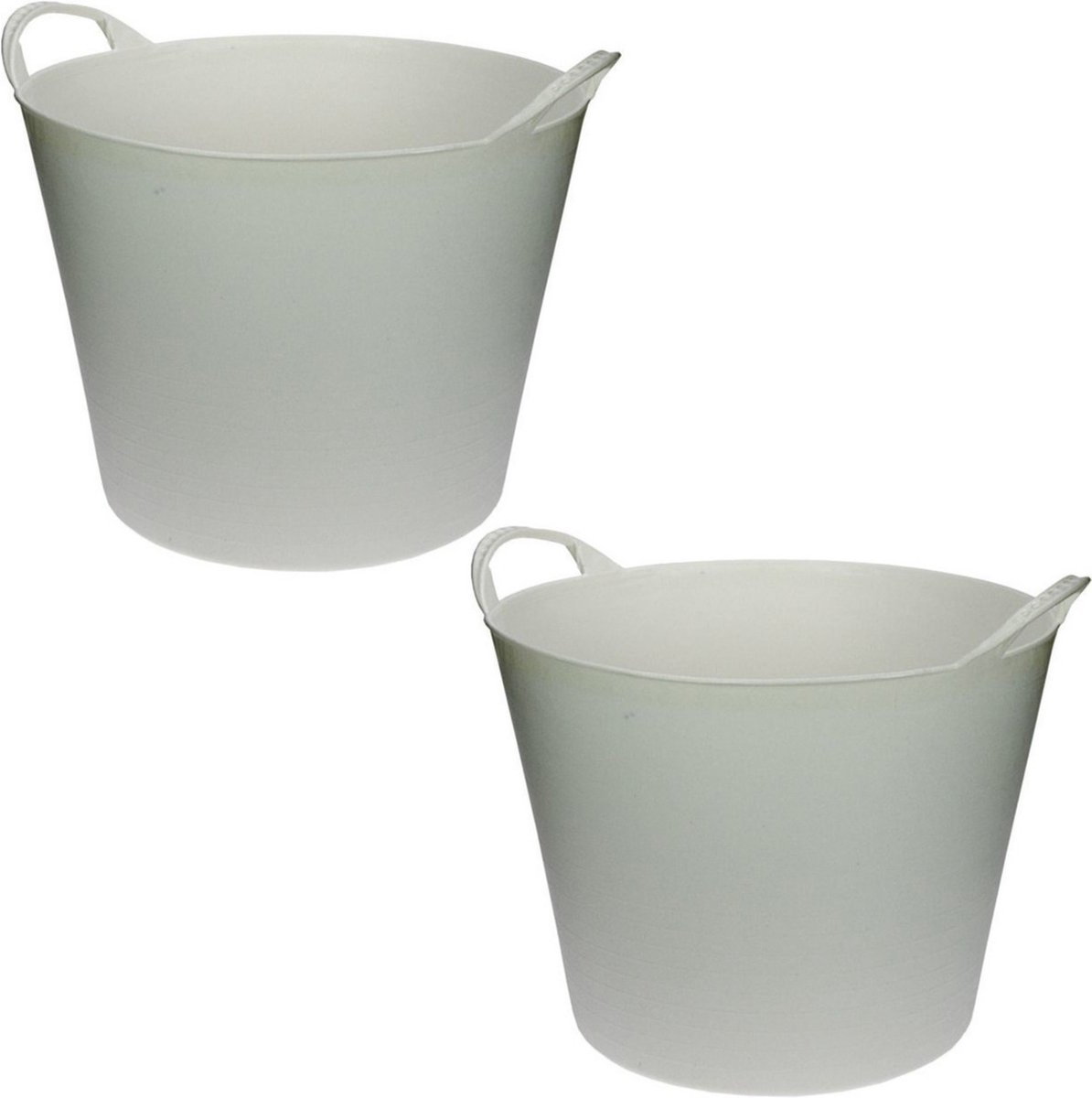 Goedkoopste Flexibele emmer/wasmand/kuip - 2x - wit - 42 liter - Opbergmanden - Wasmanden - Flexibele emmers - 45 x 33 cm