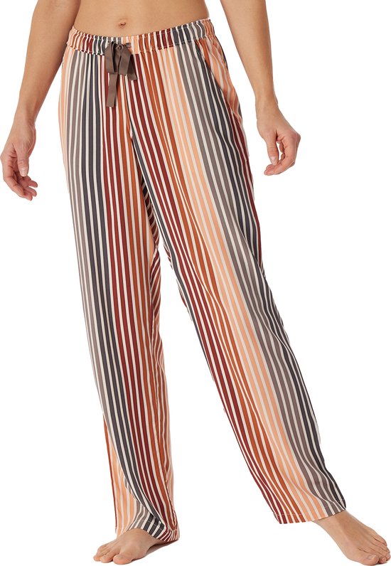 SCHIESSER Mix+Relax loungebroek lang - dames geweven broek lange viscose strepen multicolor - Maat: 34