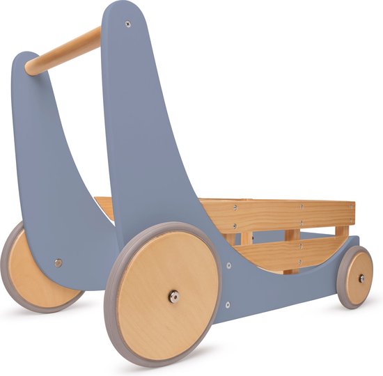 Kinderfeets 2-in-1 houten opbergkar & loopwagen - Slate Blue — afbeelding 3