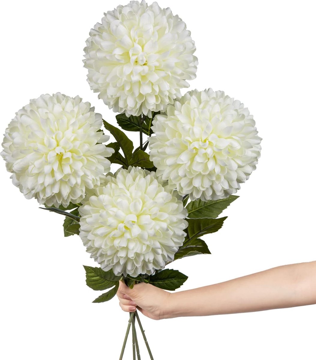 JINWOE Witte hortensia kunstbloemen, 3 stuks grote 53 cm Royal Real Touch Latex Zijde Bloemen Faux Hortensia, Levensechte Nepbloem voor Lente Bruiloft Boeket Tafel Centerpieces Indoor Home