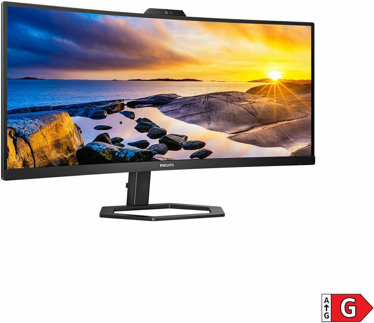 PHILIPS 34E1C5600HE 34 UltraWide QHD 21:9 Monitor with Built-in Windows  Hello Webcam & Noise Canceling Mic, USB-C Docking, Stereo Speakers, 100Hz
