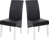 2x eetkamerstoel fauteuil Stoel M37 ~ leer, zwart, witte poten