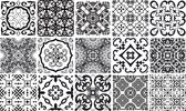 Ulticool Decoratie Sticker Tegels - Zwart Wit Patroon Marokkaans - 15x15 cm - 15 stuks Plakfolie Tegelstickers - Plaktegels Zelfklevend - Badkamer - Keuken