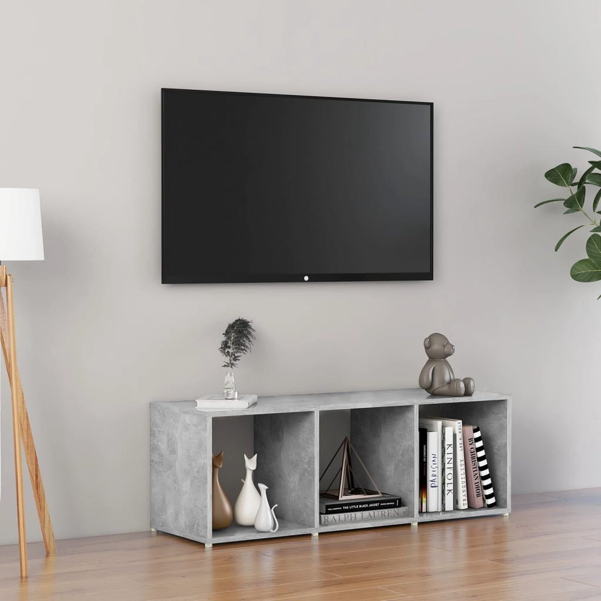 The Living Store Televisiekast Modern - 107x35x37 cm - Betongrijs