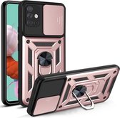 Coverup Ring Kickstand Back Cover met Camera Shield - Geschikt voor Samsung Galaxy A51 Hoesje - Rose Gold