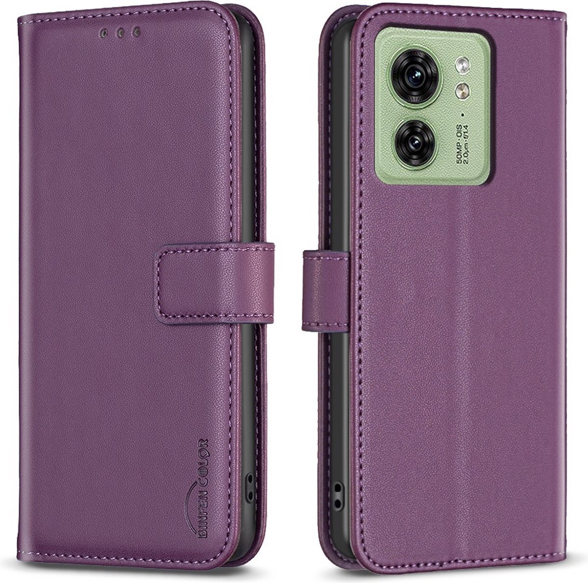 BINFEN Hoesje - Geschikt voor Motorola Edge 40 Hoesje - BINFEN Book Case - Paars