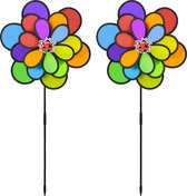 Relaxdays 2x windspinner bloem - windmolen - grote tuinsteker - tuindecoratie - windspel