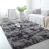 pluche, pluizige tapijten, zacht pluizig tapijt, antislip vloerkleden, dik vloertapijt, mat voor woonkamer, slaapkamer (donkergrijs, 160 x 200 cm)