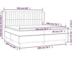 vidaXL - Boxspring - met - matras - stof - zwart - 200x200 - cm