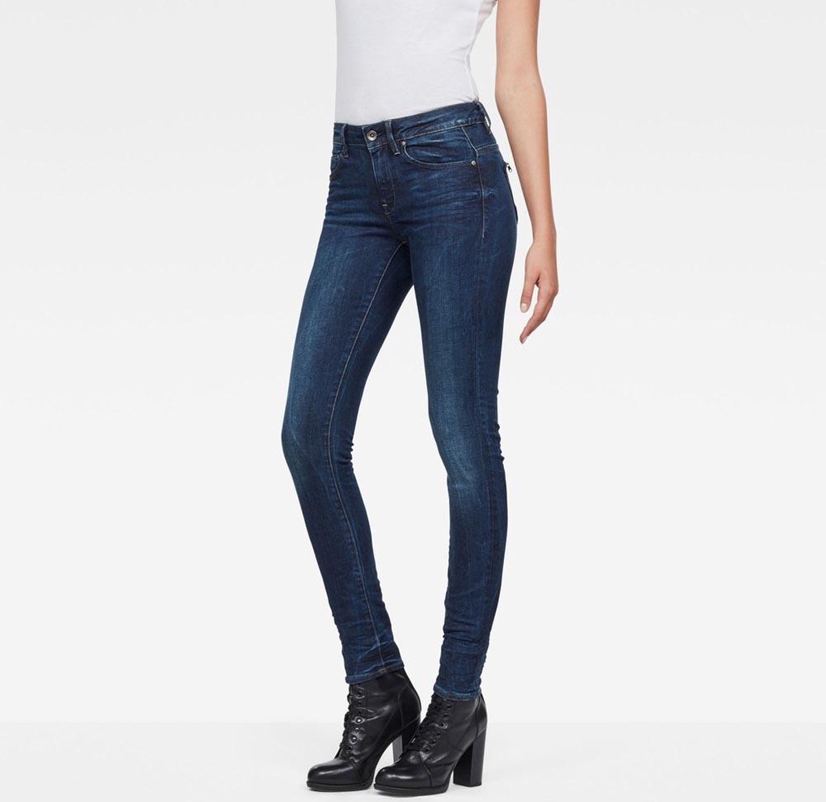 G-STAR Midge Zip Mid Waist Skinny Jeans - Dames - Dark Aged - W29 X L32