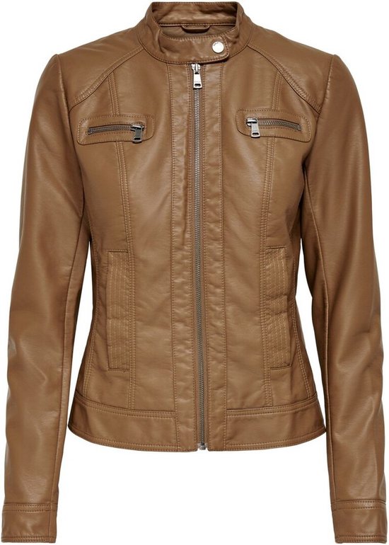 Dames leren jas imitatie zwaart geborduurd - Leather City