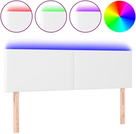 vidaXL Tête de lit LED 144x5x78/88 cm Similicuir Blanc - Tête de lit - Têtes de lit - Tête de lit - Tête de lit en bois