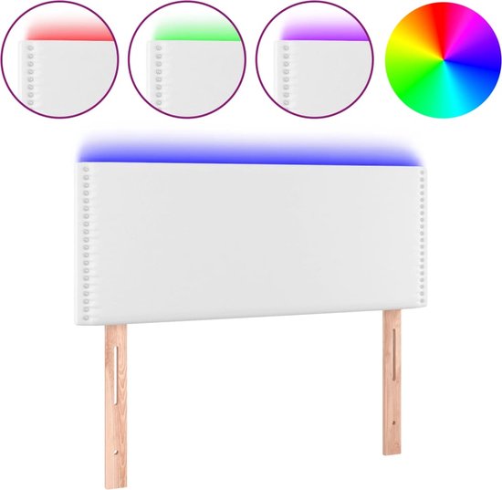 Tête de lit LED vidaXL 90 x 5 x 78 cm - Similicuir - Wit - Tête de lit LED - Similicuir - Tête de lit avec Siècle des Lumières - Accessoires de vêtements pour bébé de couchage