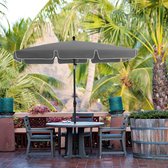 200 x 125 cm parasol, marktparaplu, UV-bescherming UPF 50+, tuinparaplu, terrasparaplu, zonbescherming, met draagtas, zonder standaard, voor tuin, balkon en terras, grijs