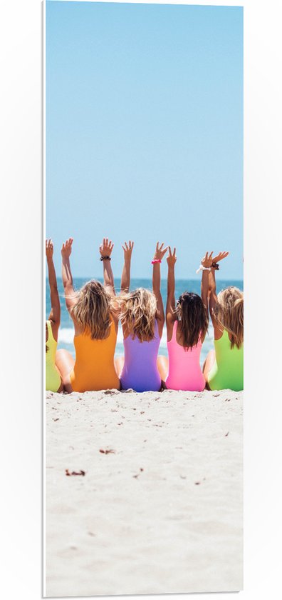 PVC Schuimplaat - Strand - Zee - Water - Zand - Personen - Kleuren - Badpak - 30x90 cm Foto op PVC Schuimplaat (Met Ophangsysteem)