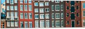 Dibond - Traditionele Grachtenpanden van Amsterdam in Verschillende Kleuren - 90x30 cm Foto op Aluminium (Met Ophangsysteem)