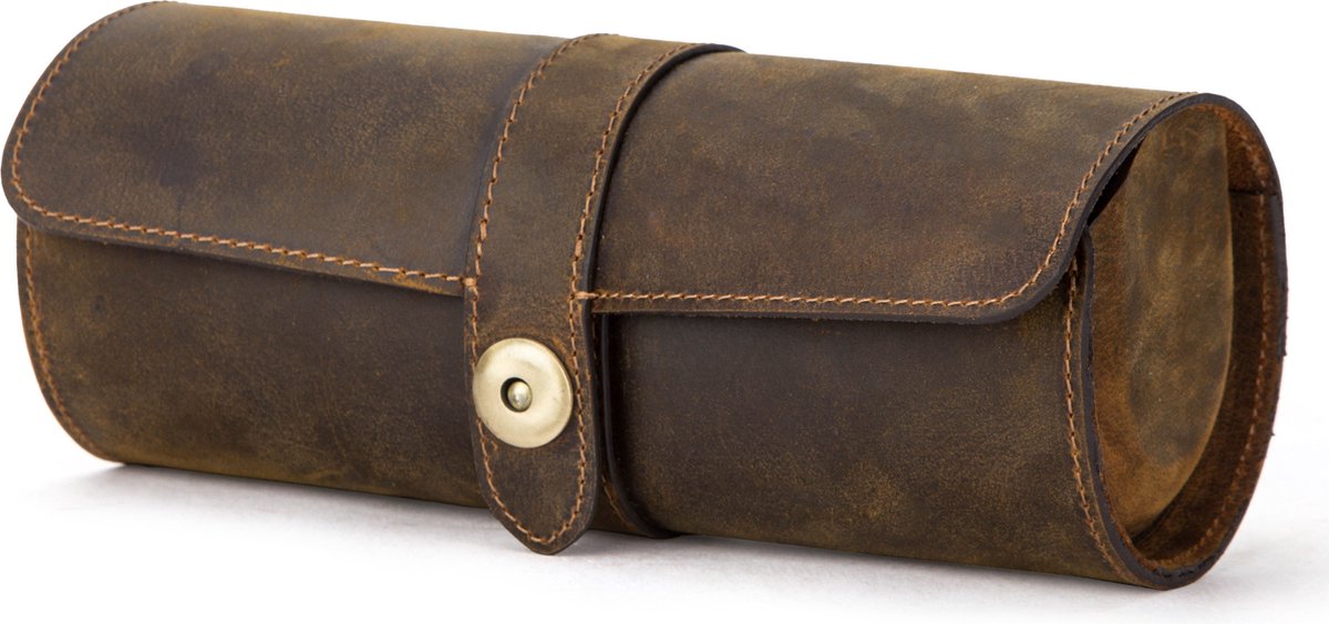 Timezone Design Watch Roll 3 Horloges - Leren Horlogerol - Lichtgewicht Horloge Etui - Reisetui voor Horloges - Cadeau Man