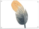 Tuinposter – Tekening van Veer met Bruin en Grijs tegen Witte Achtergrond - 80x60 cm Foto op Tuinposter (wanddecoratie voor buiten en binnen)