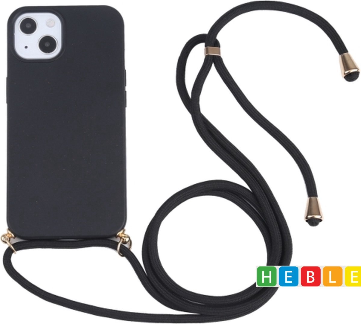 *** Koordhoesje geschikt voor iPhone 13 Mini - Zwart - van Heble® ***