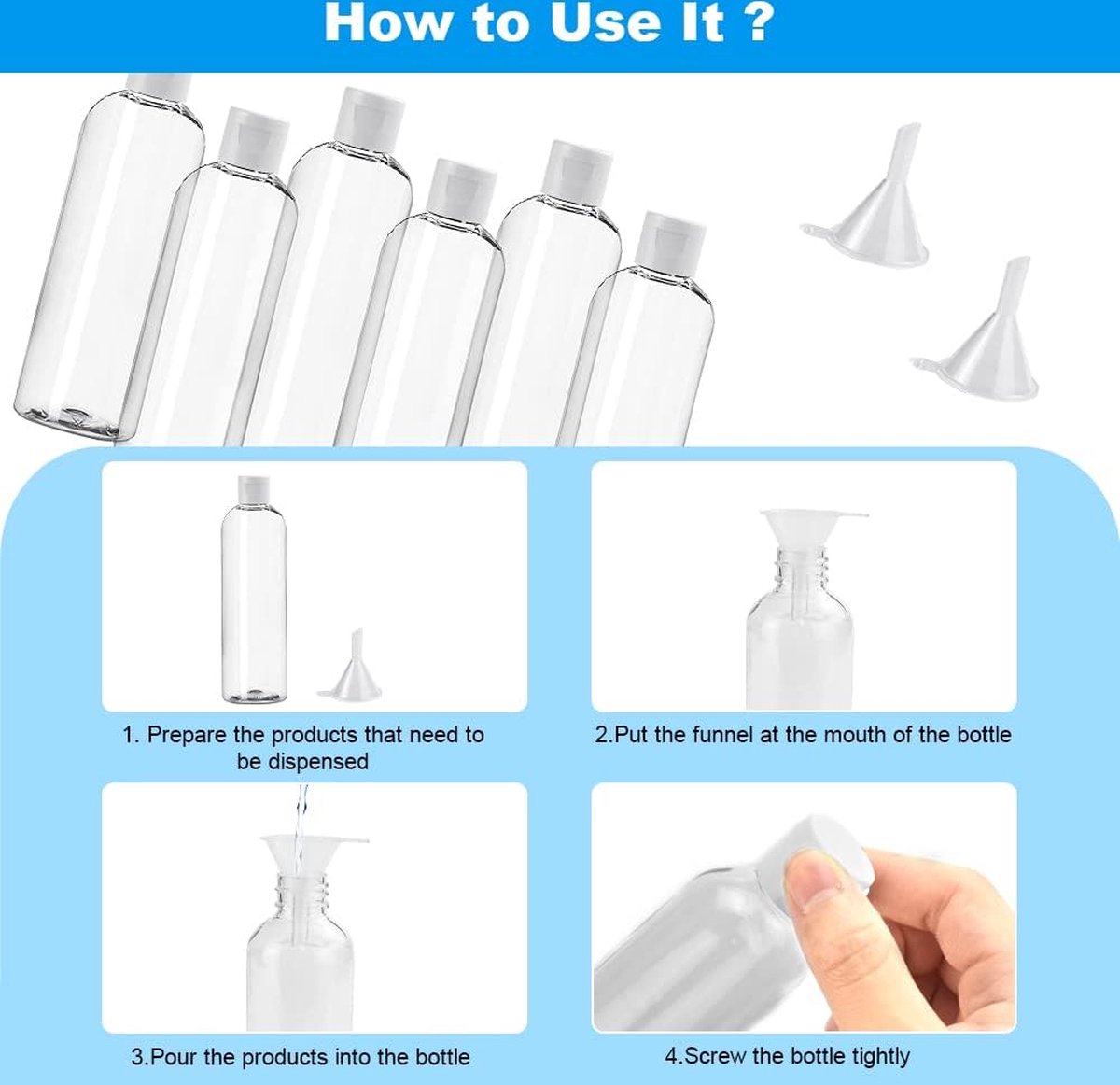 Lot De 50 Mini Bouteilles De Voyage Vides En Plastique De 28,3 G