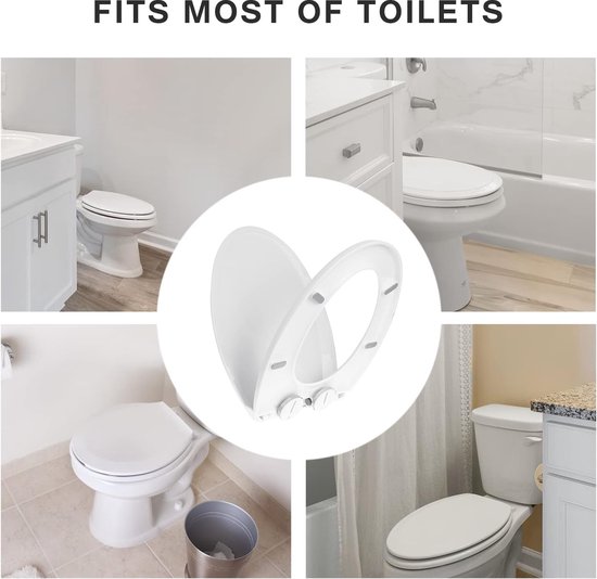 JNGLGO Wc-bril met softclosemechanisme, antibacteriële toiletbril met wc- deksel, ovale wc-bril, duroplast, voor eenvoudige reiniging, blauwe plank