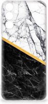 Smartphonehoesje Geschikt voor Samsung Galaxy M14 Smartphone hoesje Marble White Black