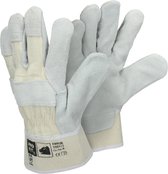 ECD Germany 24 paires de gants en croûte de cuir de vachette Pro-Fit® taille 9/L - naturel - avec manchette en toile - gant de travail en cuir pour protection des mains - gants de jardin en croûte de cuir de vachette - quantité au choix