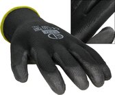 ECD Germany 4 paar werkhandschoenen met PU coating - maat 8-M - zwart - monteurshandschoenen montagehandschoenen beschermende handschoenen tuinhandschoenen - diverse kleuren & maten