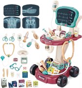 Chariot de médecin speelgoed Ilso - médecin - médicaments - rythme cardiaque - stéthoscope - piles incluses