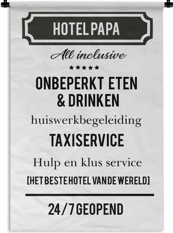 Tapisserie Vaderdag - Papa cadeaux Vaderdag des pères - Hotel Papa - cadeau papa avec texte Tapisserie coton 120x180 cm - Tapisserie avec photo XXL / Groot format!