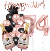 74 Jaar Verjaardag Cijferballon 74 - Feestpakket Snoes Ballonnen Pop The Bottles - Rose Zwart Versiering