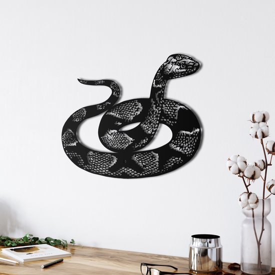 Décoration murale | Serpent / Serpent | Métal - Art mural | Décoration murale | Salle de séjour | Decor extérieur |Noir| 90x65cm