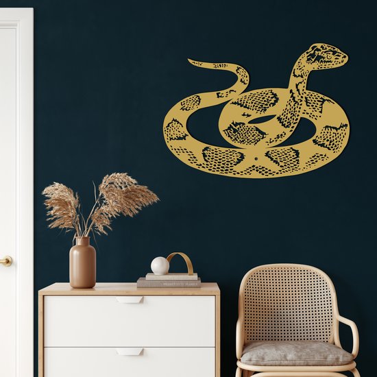 Décoration murale | Serpent / Serpent | Métal - Art mural | Décoration murale | Salle de séjour | Decor extérieur |d'or| 75x54cm